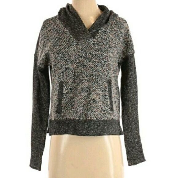 Lucky Lotus Hoodie Wool Knit Rainbow Speckled Kangaroo Pocket Sweater Gray Sz XS - Picture 1 of 11